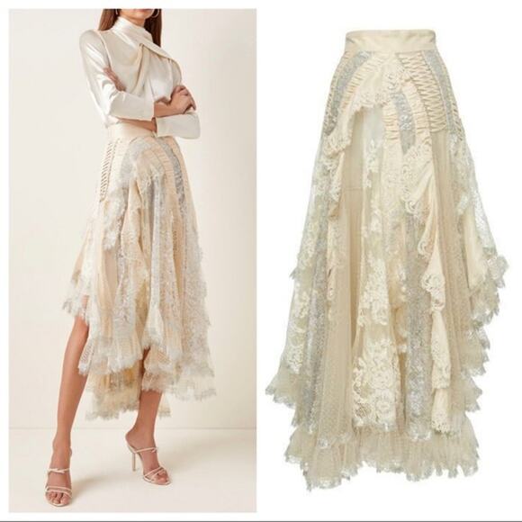 Zimmermann Sabotage Tiered Lace Ruffle Skirt - Picture 1 of 11